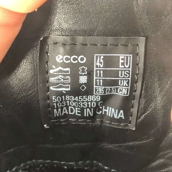 ECCO Byway Waterproof Boots Side Zip Mens 45 / 11 Black Leather Lace Up Comfort - Picture 5 of 8